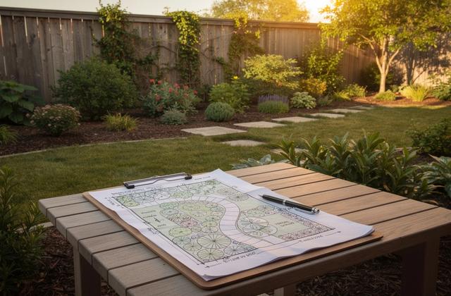 Lawn and planting layout photo